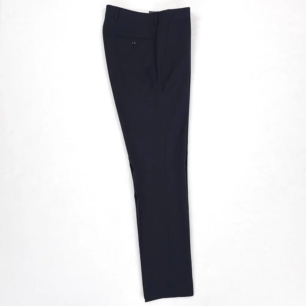 Calvin Klein Mens Skinny Fit 2 Piece Suit 46R 34x32 Navy Blue Solid Stretch Wool